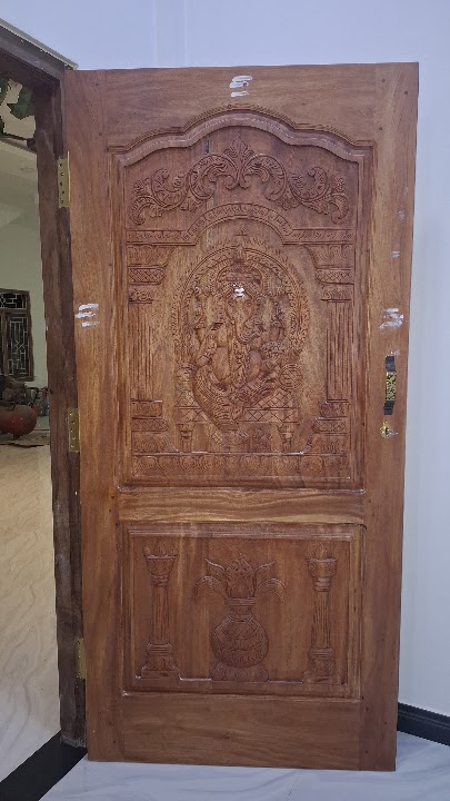 Doorway fitting stage showing natural timber depth