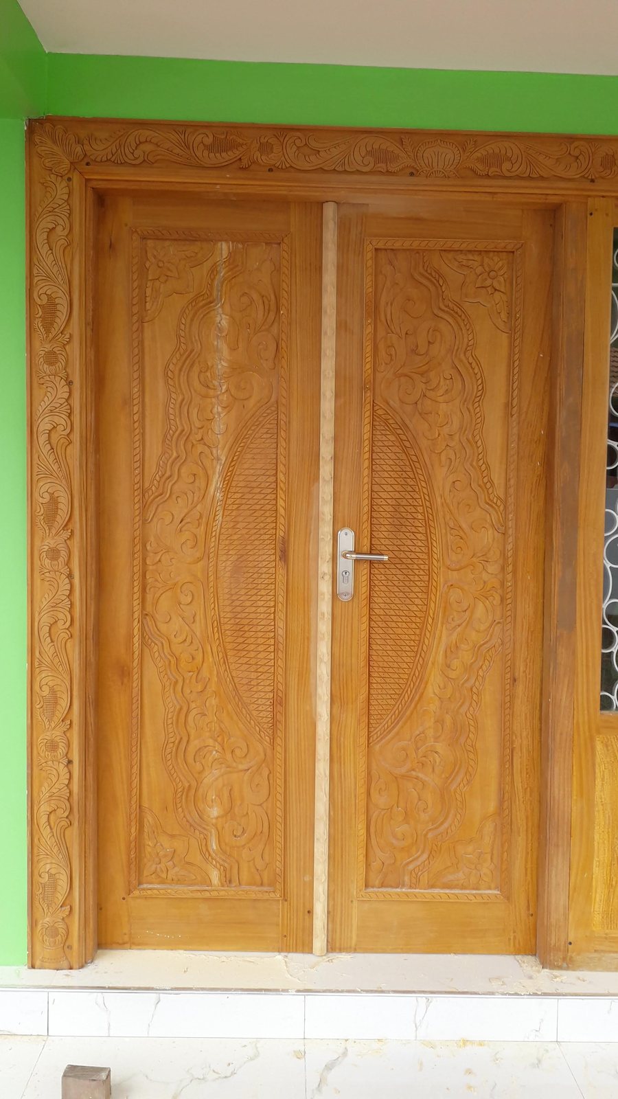 Traditional Paneled Timber Entrance Door - Classic solid timber entrance door featuring raised field panels and heavy-duty frame.