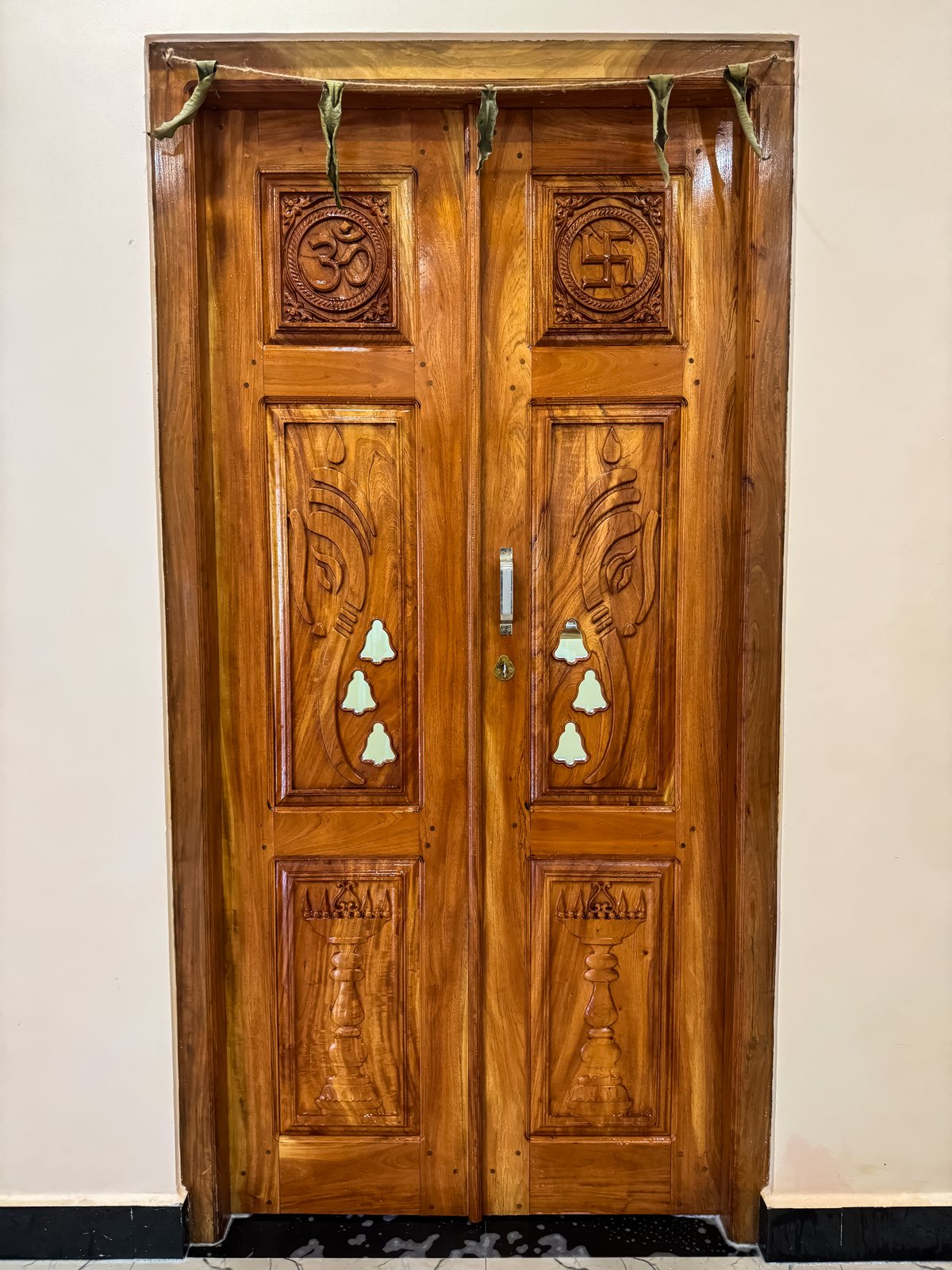 Solid timber architectural entrance door with custom paneling