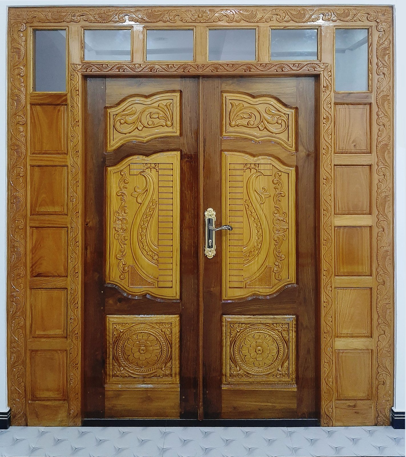 Grand Residential Main Timber Door - Imposing residential main entrance door built from select aged hardwood with rich polish.
