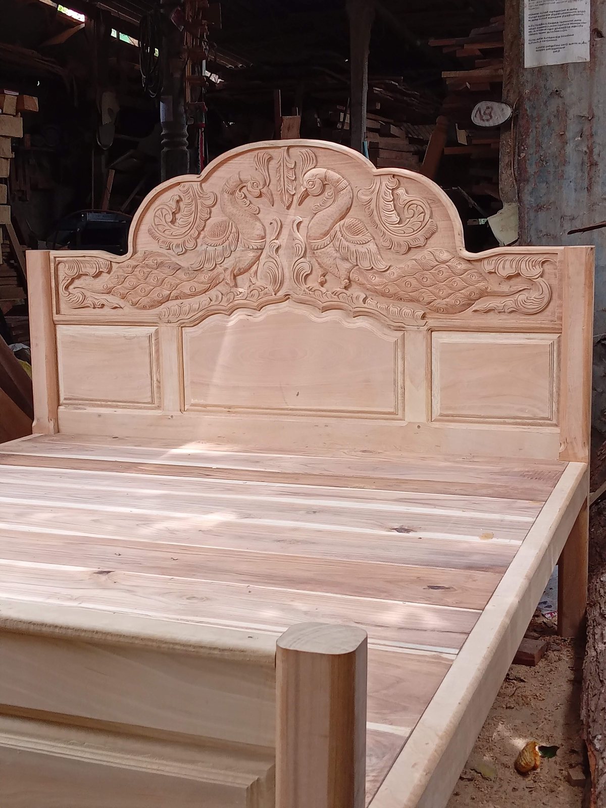 Angled view of solid timber cabinet showcasing side panels and joinery