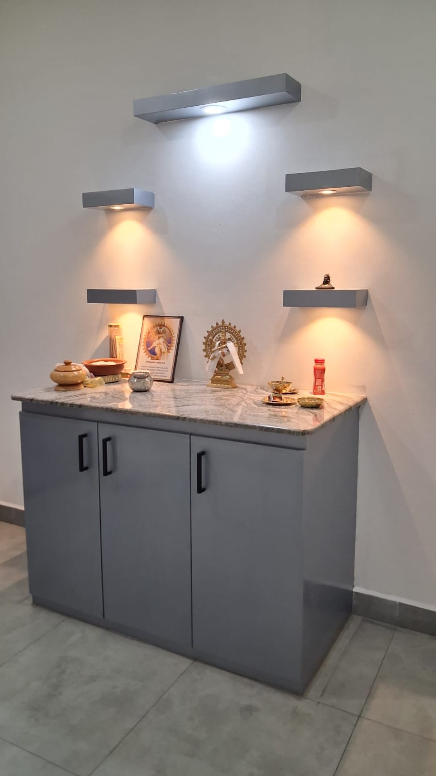 Solid timber display stand and storage cabinet overview