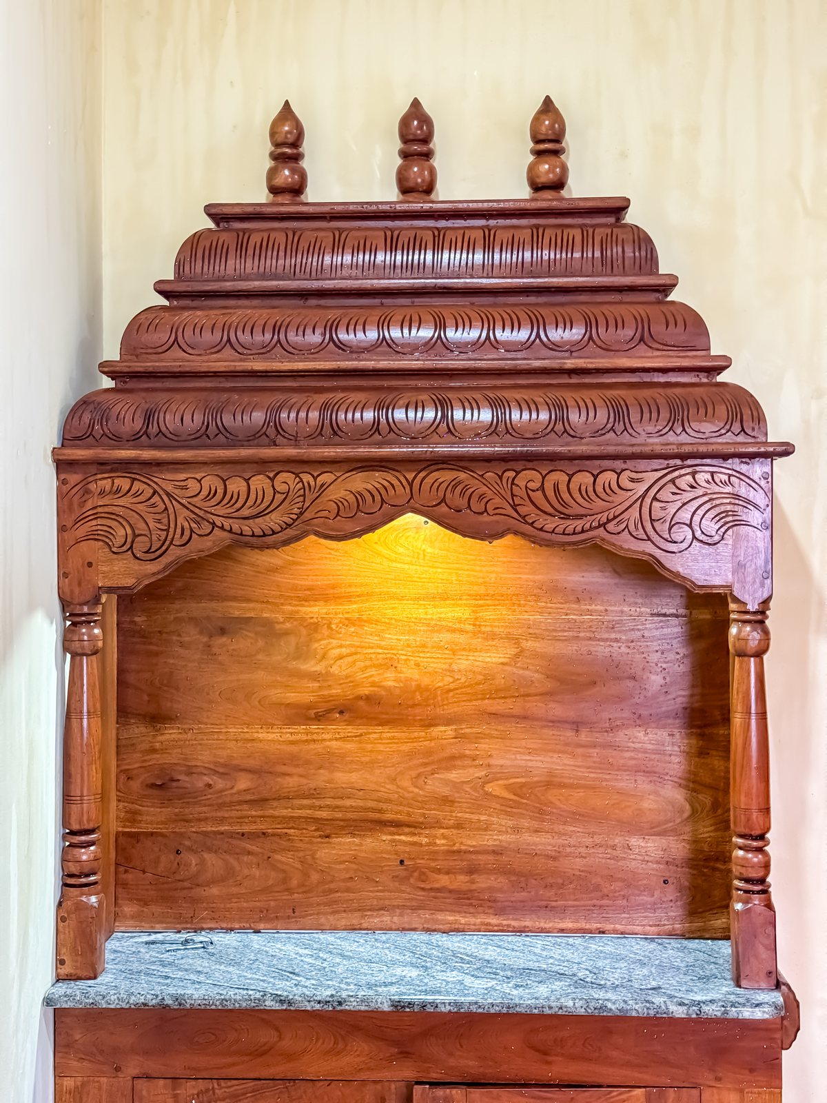 Handcrafted timber storage cabinet unit with paneled woodwork