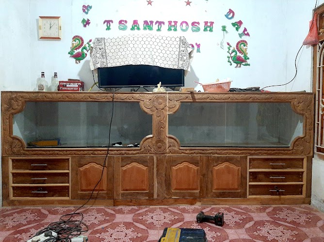 Handcrafted solid timber TV entertainment showcase cabinet with carved side columns and media storage