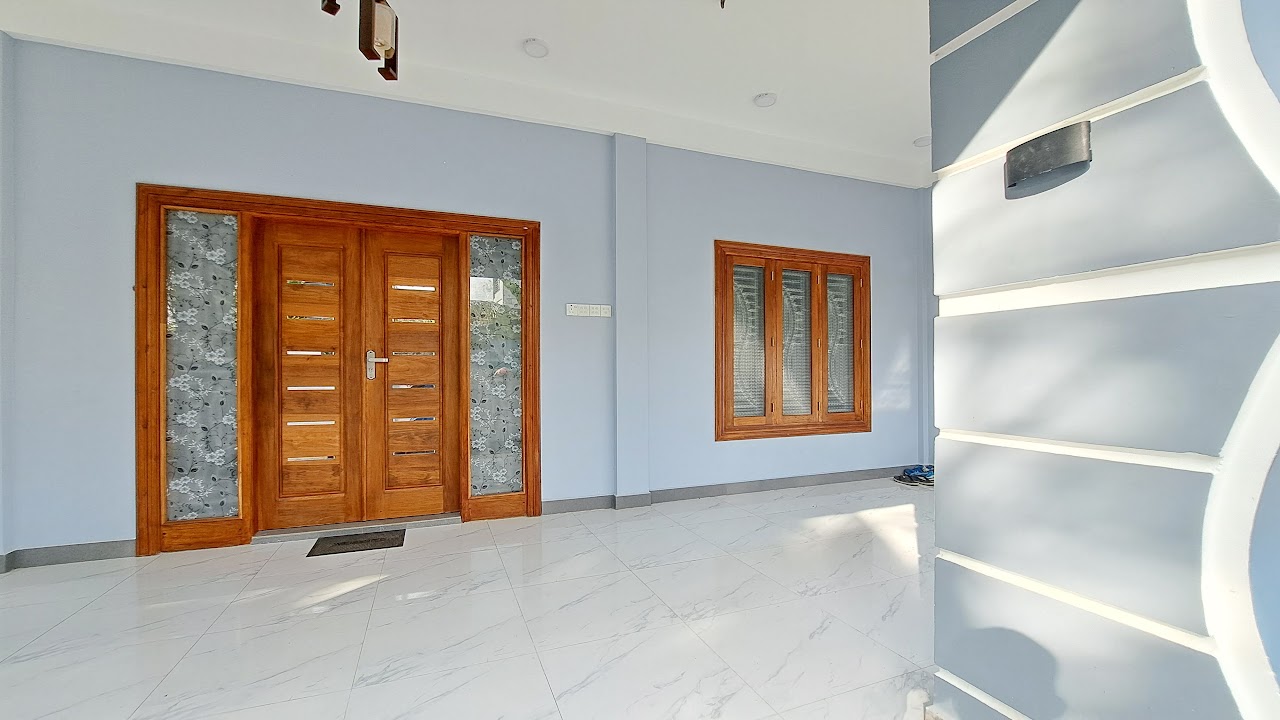 Wide veranda elevation showing porch entrance and marble flooring